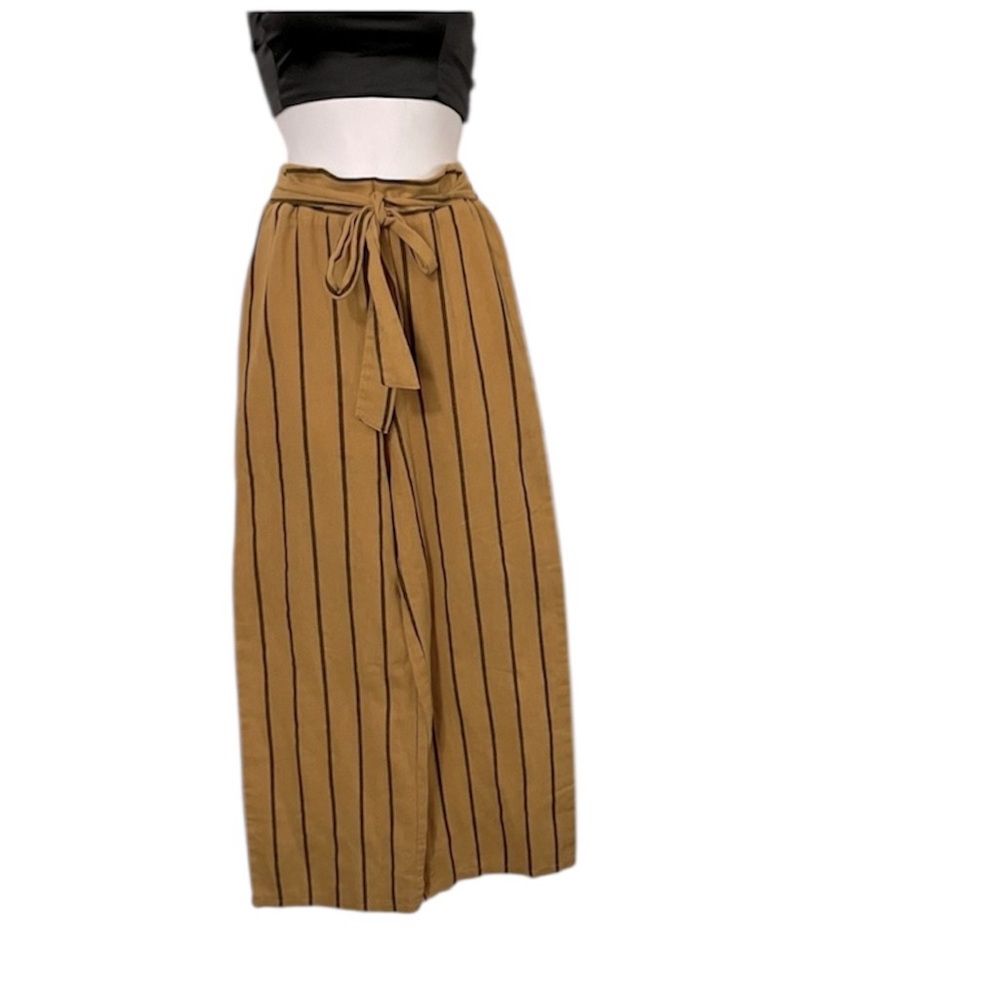 Nectar Clothing Gold & Black Pin Striped Wide Leg Paper Bag Lounging Pants NWT S